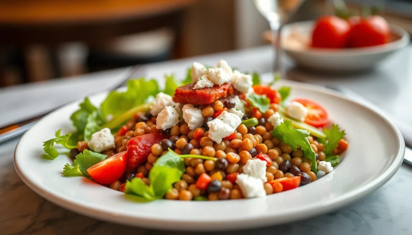 Salade tiède lentilles corail, betterave rôtie et feta : lunchbox express