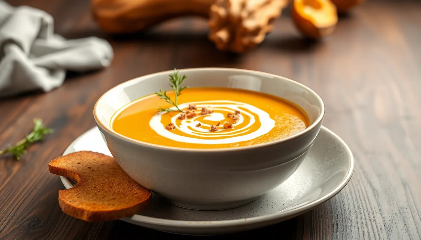 Velouté de butternut rôti au cumin et crème de coco